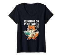 Mujer Running On Trama Twists Iced Fox Reader Cute Camiseta Cuello V
