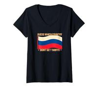 Mujer Rusia Adivina qué país no recibió aranceles Americano Camiseta Cuello V