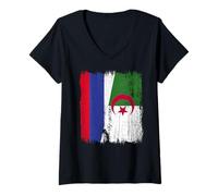 Mujer Rusia Argelia Media Bandera Patrimonio Argelino Ruso Camiseta Cuello V