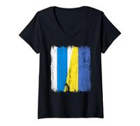 Mujer Rusia Libre Ucrania Media Bandera Oposición Rusa Ucrania Camiseta Cuello V