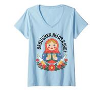 Mujer Ruso Abuela Khokhloma Muñeca Matroska BabushkaVodka Camiseta Cuello V