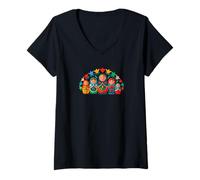 Mujer Russian Matryoshka Babushka Flowers Nesting Dolls Camiseta Cuello V