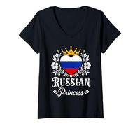 Mujer Russian Princess Russia Flag Proud Russian Girl Camiseta Cuello V