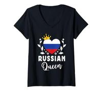 Mujer Russian Queen Russia Flag Proud Russian Woman Camiseta Cuello V