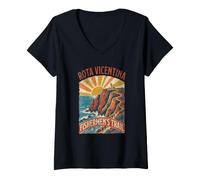 Mujer Ruta de los Pescadores Portugal Senderismo Rota Vicentina Camiseta Cuello V