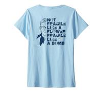 Mujer Ruth Bader Ginsburg NO Fragile como Flor Meme EN LA Espalda Camiseta Cuello V