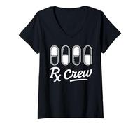 Mujer Rx Crew Farmacéutico Medicina Farmacia Squad Camiseta Cuello V