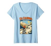 Mujer Sa Calobra Mallorca Ciclismo Escalada Ciclista Mallorca Camiseta Cuello V