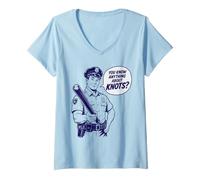 Mujer Sabes Cualquier Cosa sobre Nudos Divertido diseño Retro de Juegos de Palabras Camiseta Cuello V