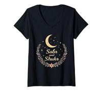 Mujer Sabr Y Shukr Islam Islámico Musulmán Paciencia Hombres Mujeres Niños Camiseta Cuello V