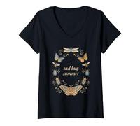 Mujer Sad Bug Summer Vintage Insecto Botánico Corona Estilo Camiseta Cuello V