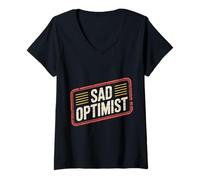 Mujer Sad Optimist Realista de Realidad en conflicto |- Camiseta Cuello V