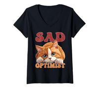 Mujer Sad Optimist Realista de Realidad en conflicto - Camiseta Cuello V