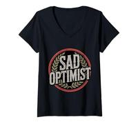 Mujer Sad Optimist Realista de Realidad en conflicto |- Camiseta Cuello V