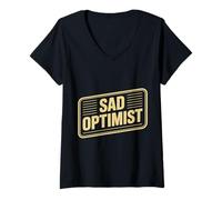 Mujer Sad Optimist Realista de Realidad en conflicto |- Camiseta Cuello V
