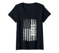Mujer Sadie Personal Nombre American Flag Retro Women Funny Camiseta Cuello V