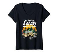 Mujer Safari África Vacaciones Sabana Kenia Animales África Camiseta Cuello V