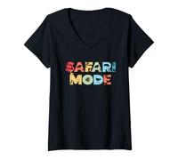 Mujer Safari Mode Animal Wildlife Zoo Animal Funny Safari Crew Camiseta Cuello V