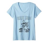 Mujer Safety Third Funny Bike Jump & Gator Pond Camiseta Cuello V