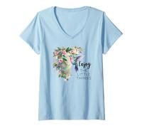Mujer Sage Green Hummingbird Enjoy The Little Things Humming Bird Camiseta Cuello V