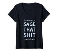 Mujer Sage Tha Shit- Funny Spiritual Wicca - Limpieza de Sal Camiseta Cuello V
