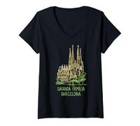 Mujer Sagrada Familia Barcelona Camiseta Cuello V
