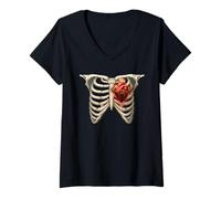 Mujer Sagrado Corazón de Jesucristo Católico Camiseta Cuello V
