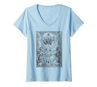 Mujer Sagrado Corazón de Jesús Inmaculado Corazón María Vintage Católico Camiseta Cuello V