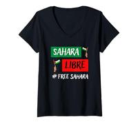 Mujer Sahara Occidental Libre, Sahara Libre,Free Western Sahara Camiseta Cuello V