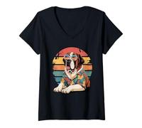 Mujer Saint Bernard Dog Gafas De Sol Hawái Playa Verano Camiseta Cuello V