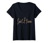 Mujer Saint-Etienne Francia Diseño Elegante Vintage Camiseta Cuello V