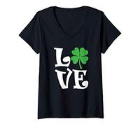 Mujer Saint Patrick's Day Love Lettering Camiseta Cuello V