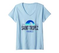 Mujer Saint-Tropez Francia | Saint Tropez Costa Azul Wave I5X Camiseta Cuello V