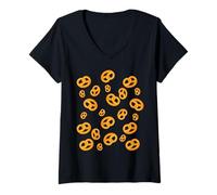 Mujer Salado y divertido: diseño de patrón sin costuras de pretzel Camiseta Cuello V