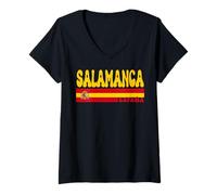 Mujer Salamanca Ciudad España Vintage Estética Vacaciones de Verano Camiseta Cuello V