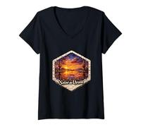 Mujer Salar de Uyuni: Salar de Bolivia Flamenco y Cactus Camiseta Cuello V