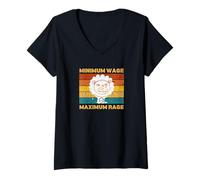 Mujer Salario mínimo León de rabia máxima Camiseta Cuello V