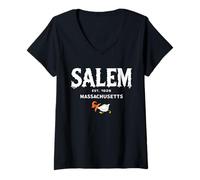 Mujer Salem 1626 Massachusetts MA Halloween Duck Witch Costume Camiseta Cuello V
