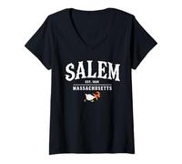 Mujer Salem 1626 Massachusetts MA Halloween Duck Witch Costume Camiseta Cuello V