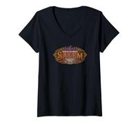 Mujer Salem Coven Viajero frecuente Brujería Halloween Camiseta Cuello V