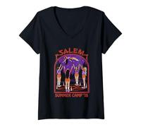 Mujer Salem Summer Camp Witch Sarcastic Retro Funny Adult Humor Camiseta Cuello V