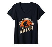 Mujer Salga de excursión - Explore Descubra excursionistas divertidos en vivo Camiseta Cuello V