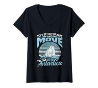 Mujer Salgamos De Aquí Y Vayamos A La Antártida Retro Antártida Camiseta Cuello V