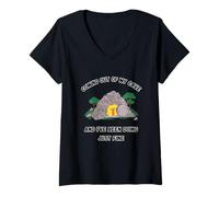 Mujer Saliendo de mi Cueva y he Estado Haciendo una Buena canción Camiseta Cuello V
