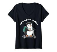 Mujer Salir para Regular Las emociones Consejero de Salud Mental de pingüino Camiseta Cuello V