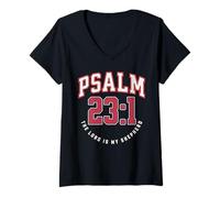 Mujer Salmo 23 El Señor es Mi Pastor Versículos Católicos de la Biblia Camiseta Cuello V