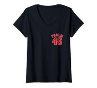 Mujer SALMO 46 | Dios es Nuestro Refugio y Fortaleza (Anverso y Atrás) Camiseta Cuello V