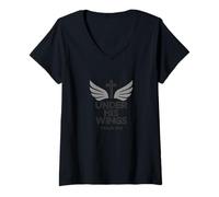 Mujer Salmo 91:4 Bajo sus alas Diseño moderno cristiano Camiseta Cuello V