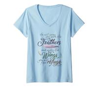 Mujer Salmo 91 4 Bajo Sus Alas Encontrarás Refugio Camiseta Cuello V