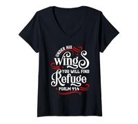 Mujer Salmo 91 Mi Refugio Mi Fortaleza Camiseta Cuello V